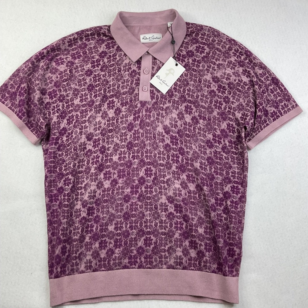 Robert Graham Vesey Knit Polo Sweater Shirt Classic Fit Short Sleeve Men's M NWT - Picture 3 of 6